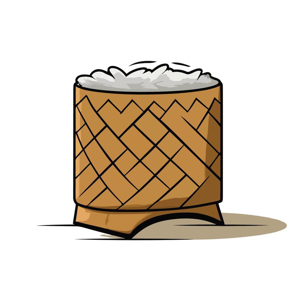 box sticky rice bowl vector