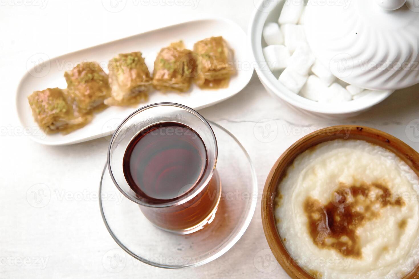 Table Adorned With Appetizing Food and Refreshing Drinks photo
