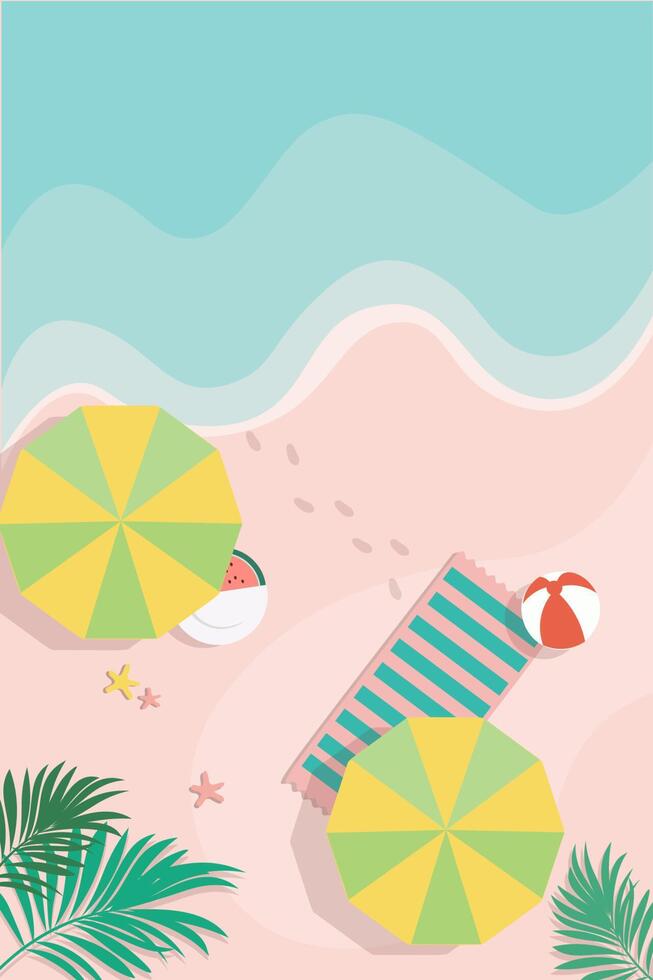 Fresh Summer Refreshing Beach Swimming Flat Illustration vector