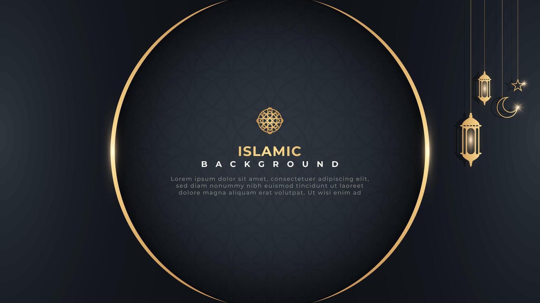 Elegant dark Islamic backdrop with hanging lamp elements vector