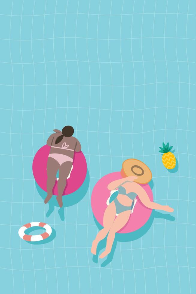 Swimming Sports Women Characters Flat Minimalistic Illustration vector