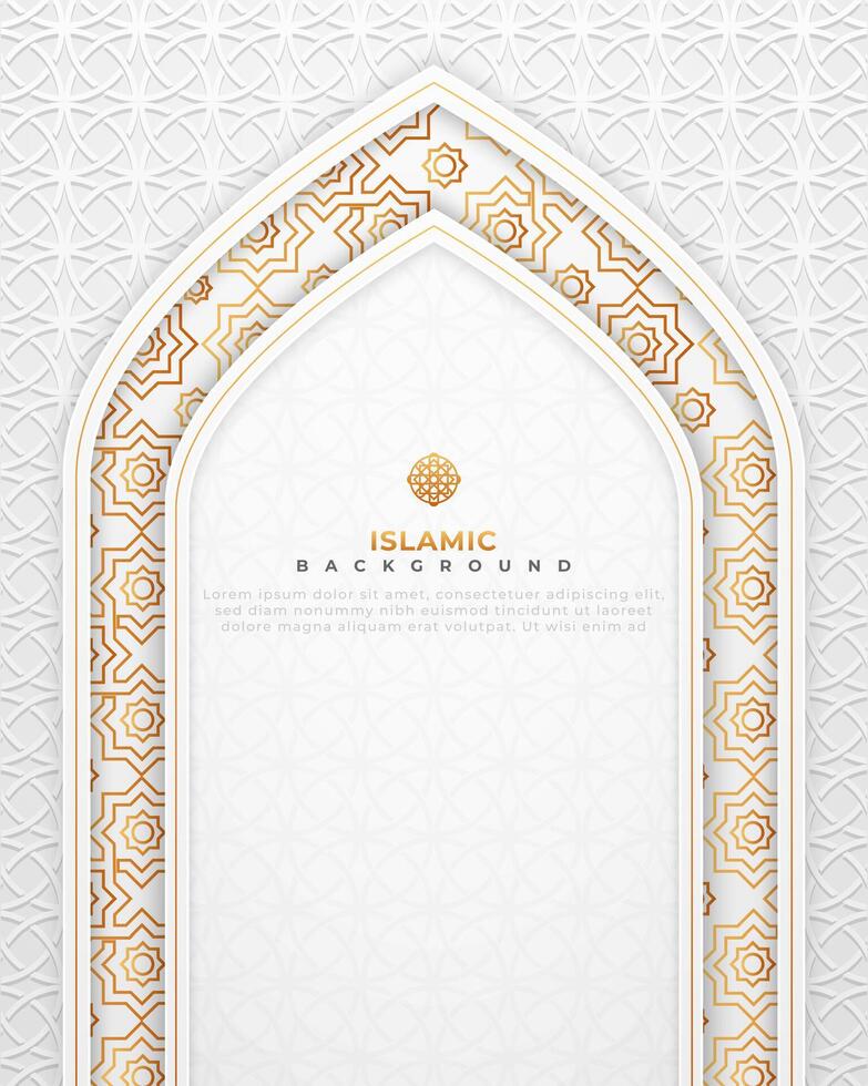 White Islamic background with elegant gold lines vector