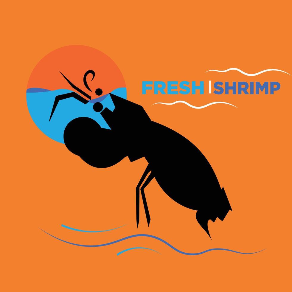 Fresh sea shrimp logo concept, illustration vector