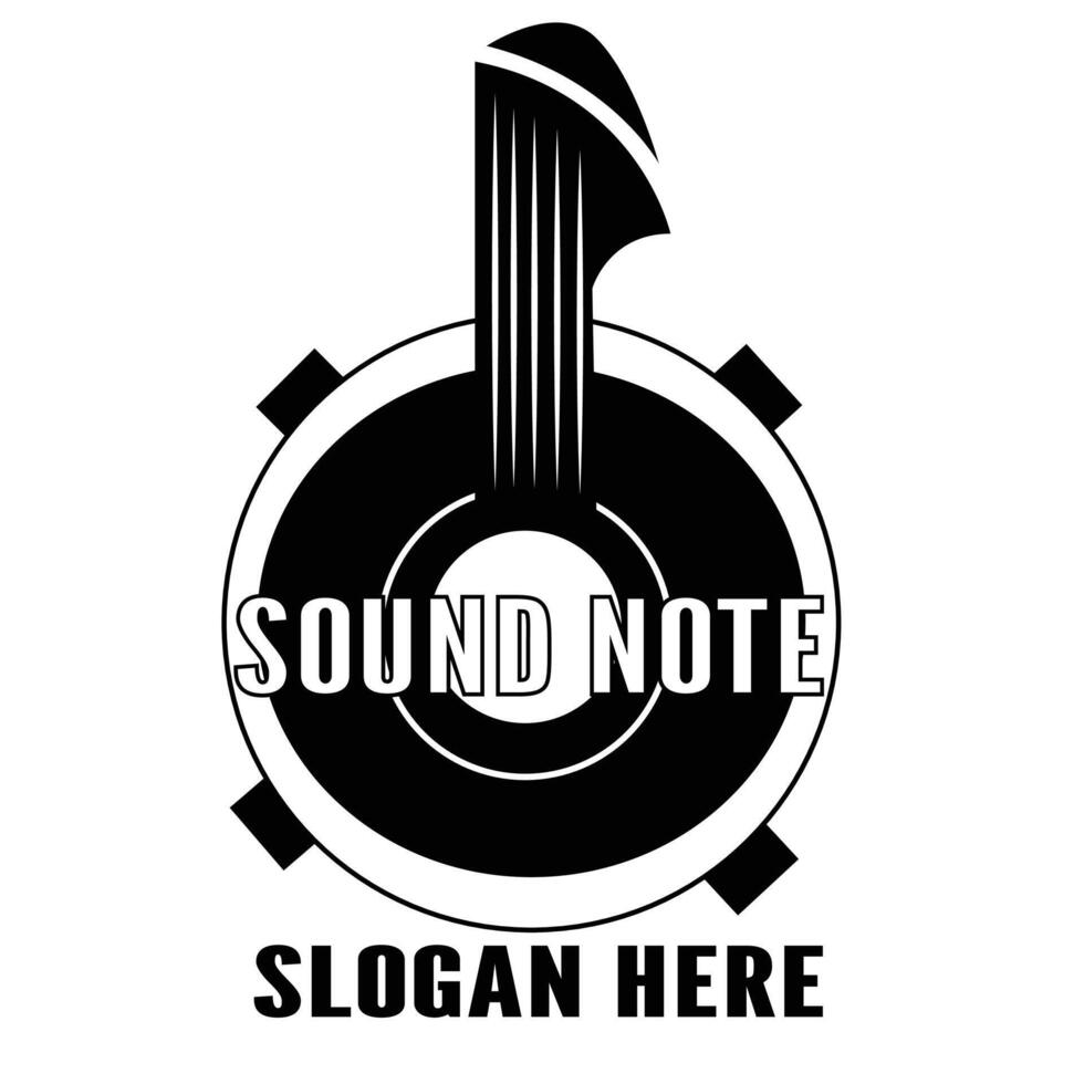 guitar drum sound note logo vector