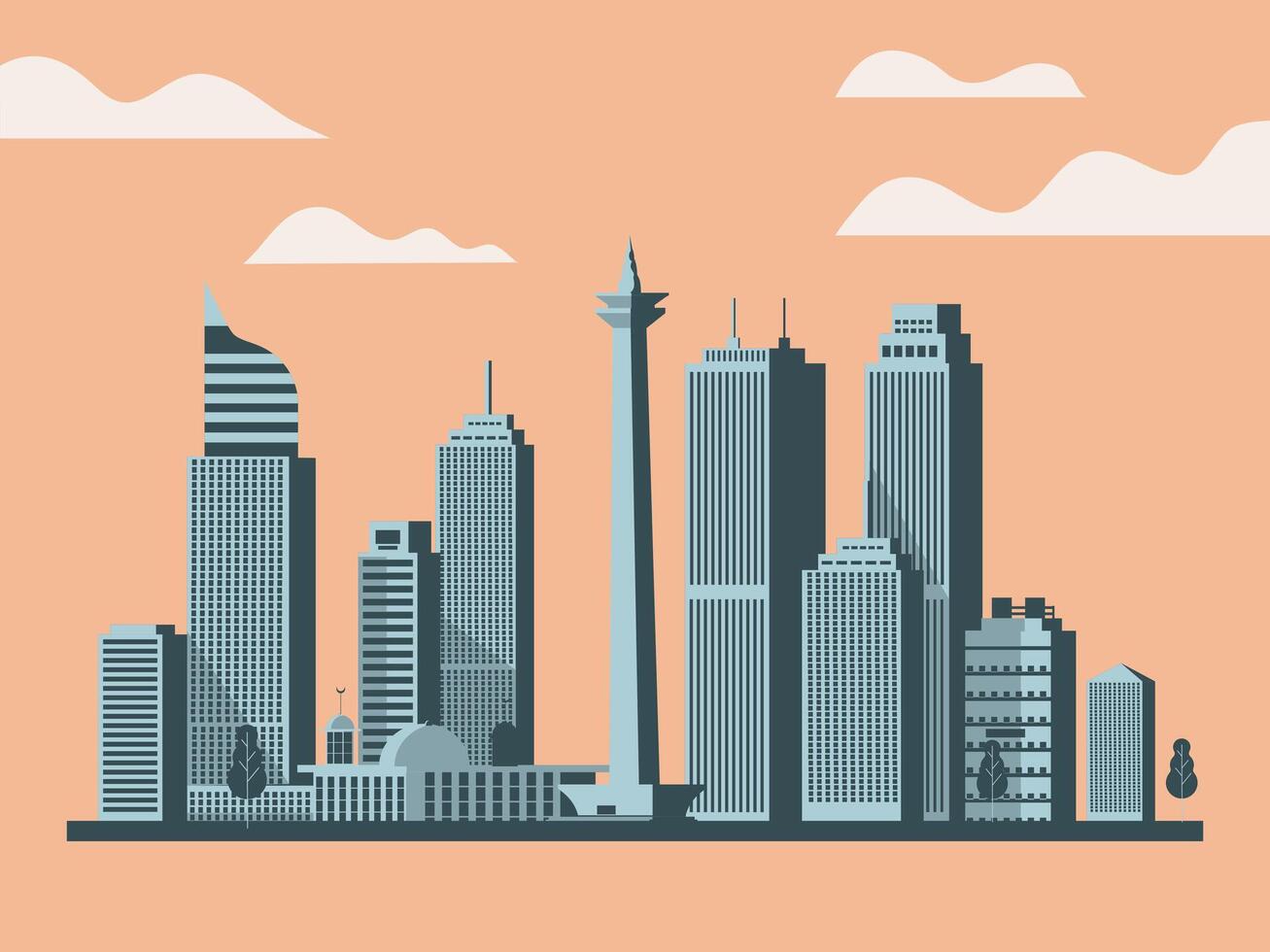 Jakarta city flat illustration vector