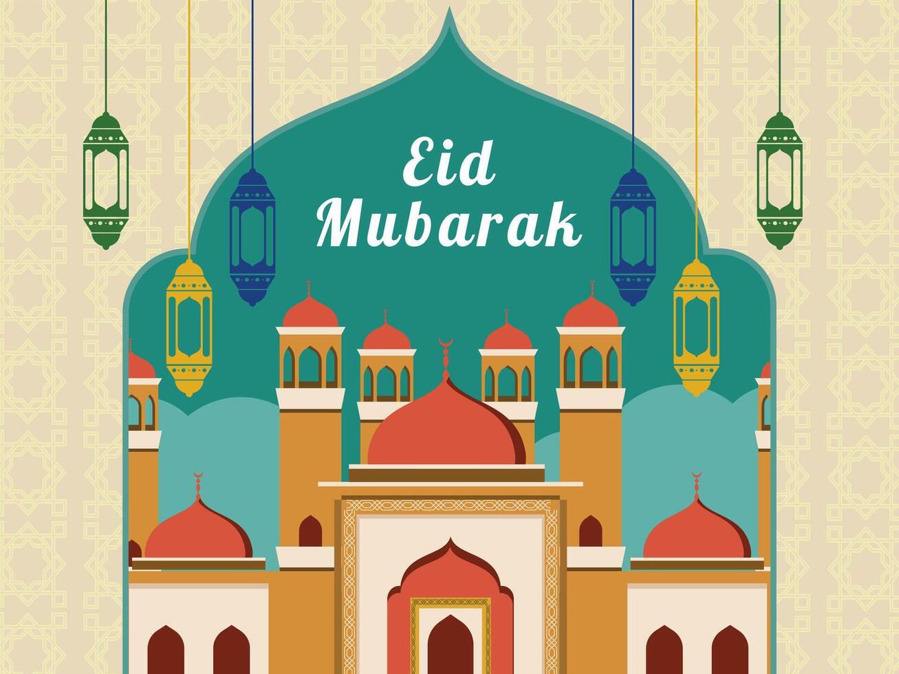 Eid Mubarak greeting card vector