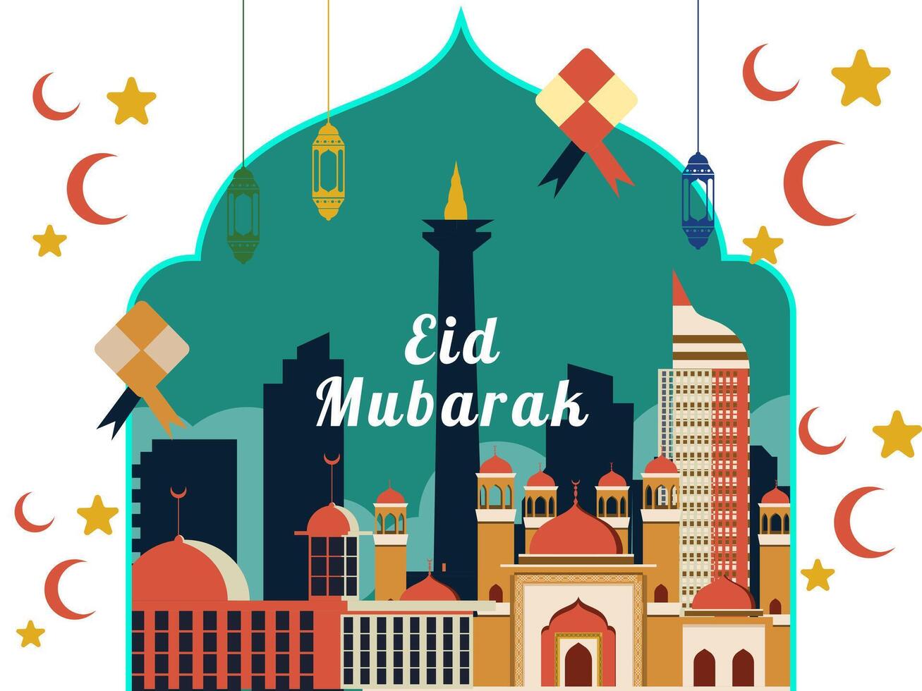 eid Mubarak Indonesia antecedentes vector