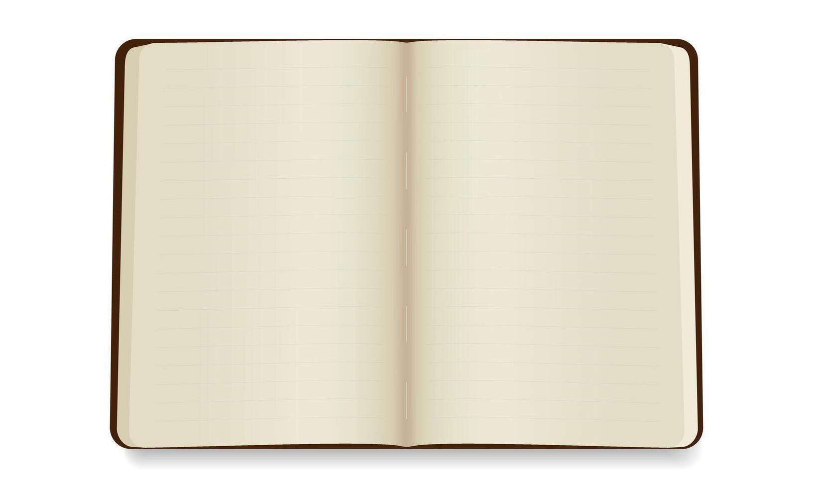 Open lined notebook with hard cover. vector