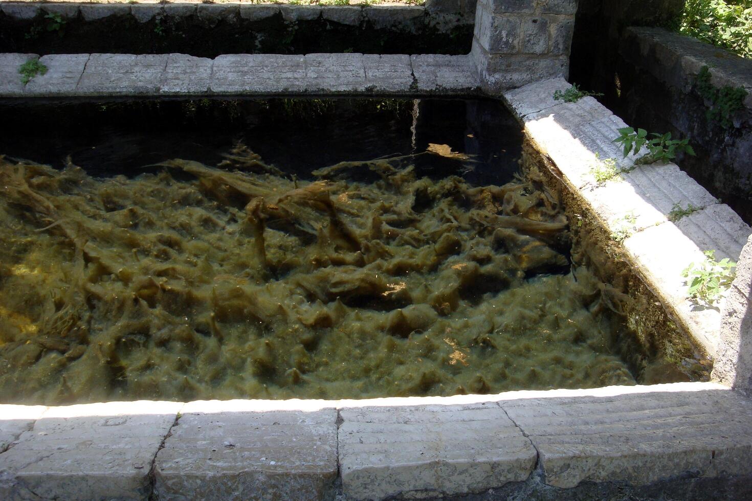 Santa Agata de Goti, Italy, Europe - July 21, 2019. the ancient Roman fountain immediately outside the center photo