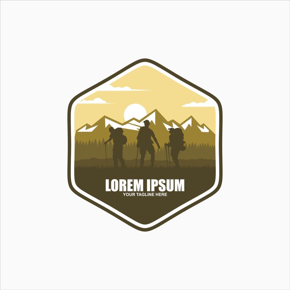 Hiking Expedition Logo Design Template vector