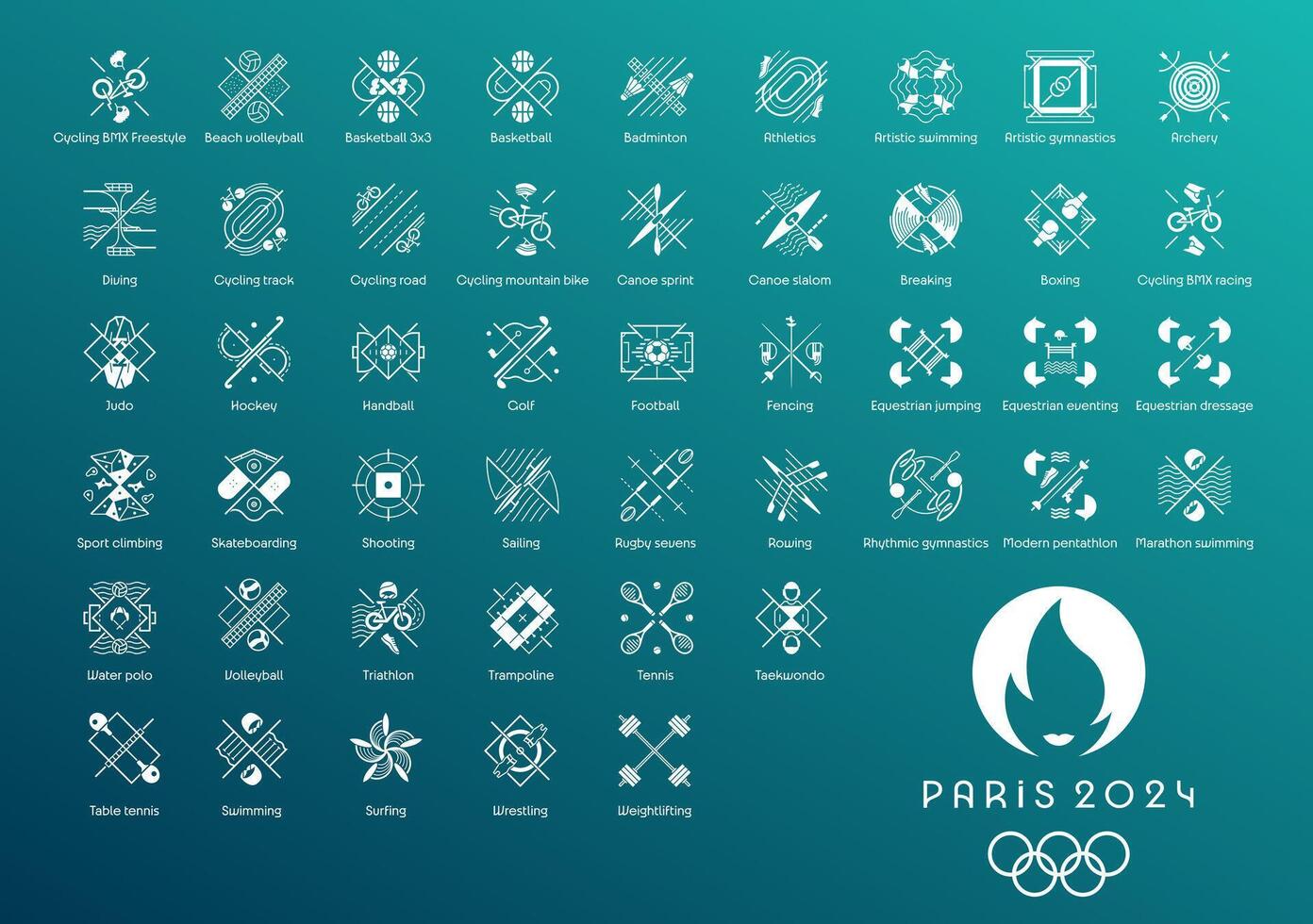 pictogramas de el olímpico juegos en París 2024. oficial simbolos imagen vector