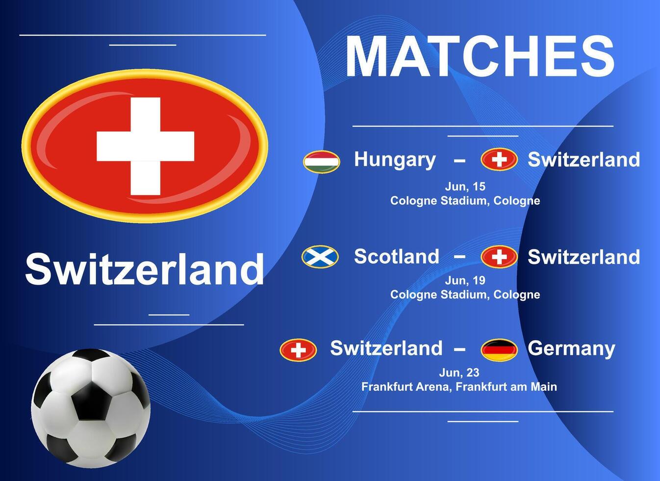 calendario de partidos de el suizo nacional equipo a el final etapa de el europeo fútbol americano campeonato 2024. vector