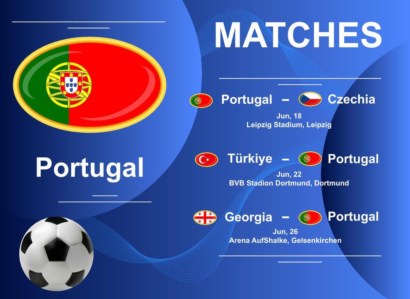 calendario de partidos de el portugués nacional equipo a el final etapa de el europeo fútbol americano campeonato 2024. vector