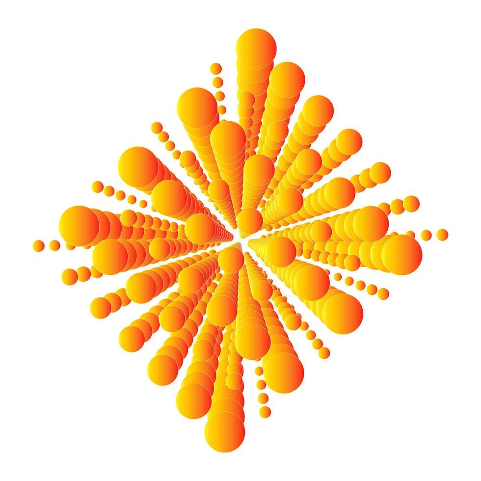 3D rendering of abstraction with 3D surreal sculpture in spherical organic curve, circles formed from orange matte color on white background vector