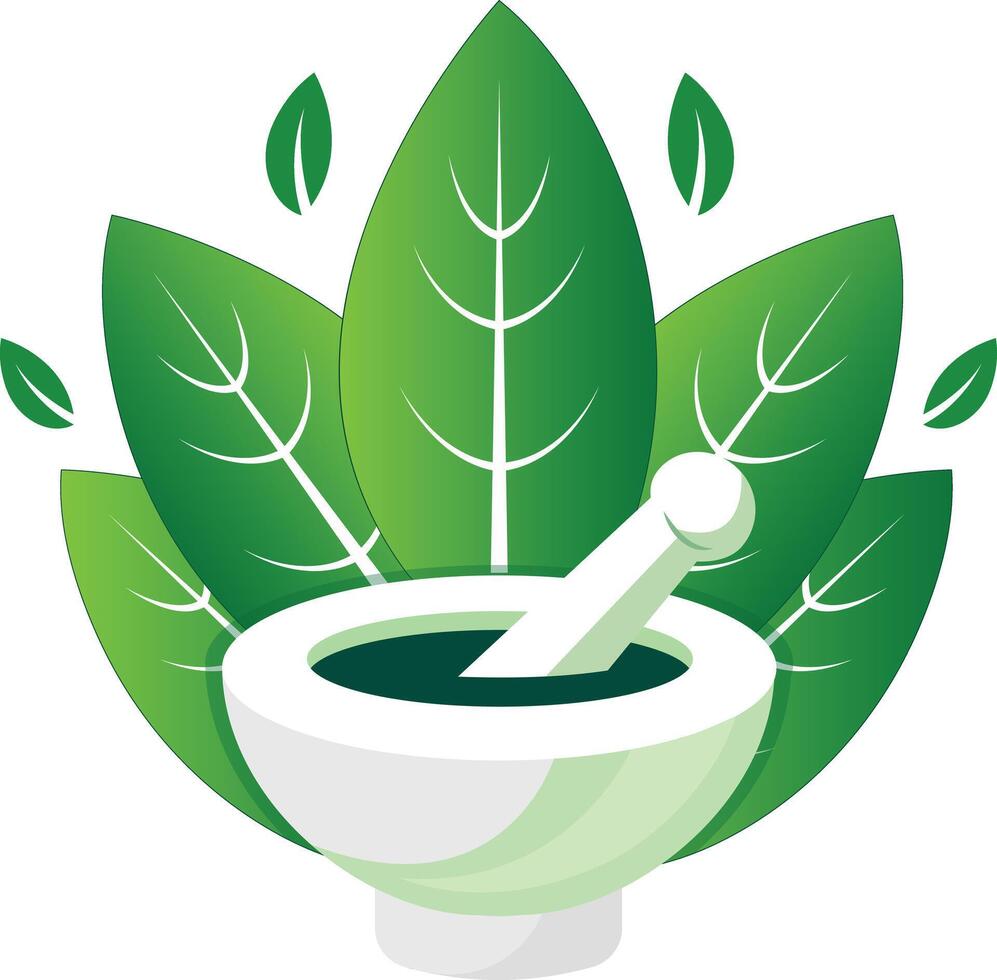 Natural Remedy Mortar and Pestle Icon vector