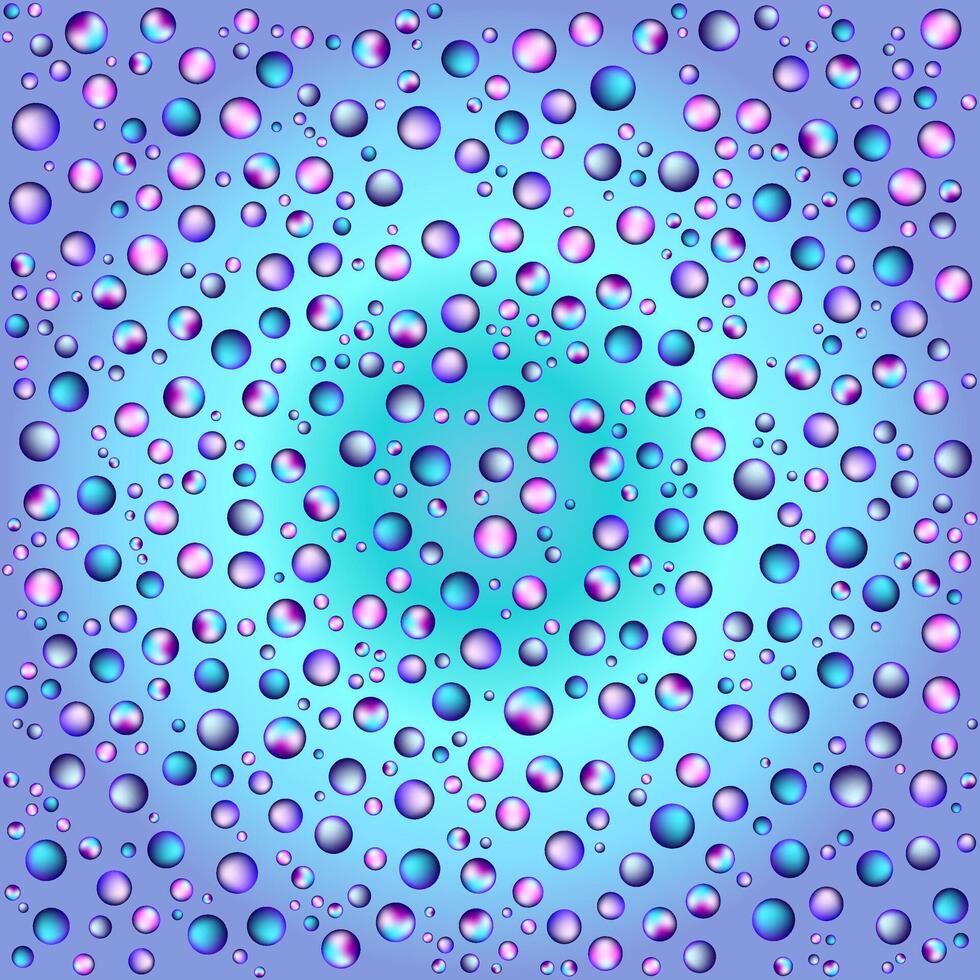 Seamless rainbow pattern of bright soap bubbles, drops, bubbles and balls on a gradient background, illustration for any design vector