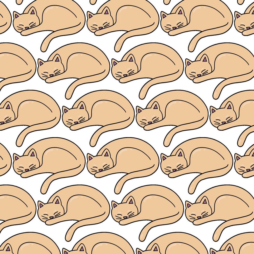 Seamless pattern lazy cat, illustration vector