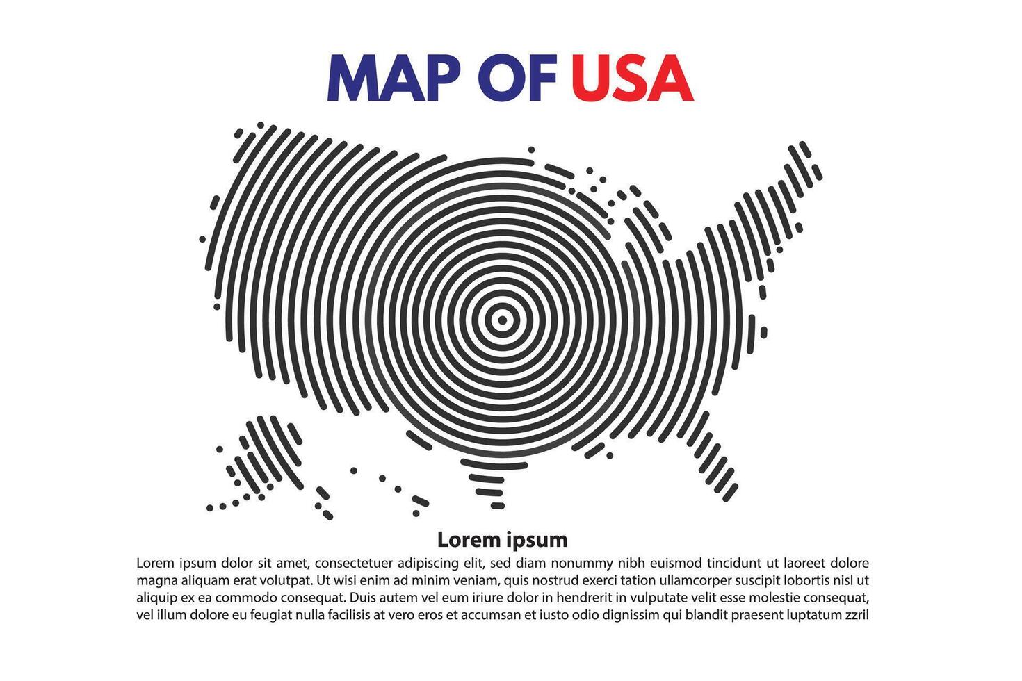 United State America USA Map Island circle spiral Style Flat Design Editable . Suitable for Content Element or background modern vector