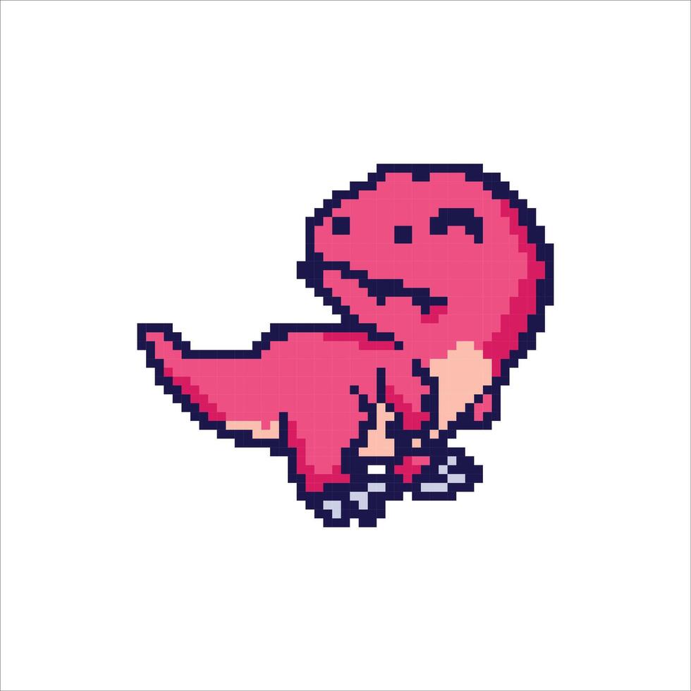 Pixel dinosaur for games and applications pixelation vector