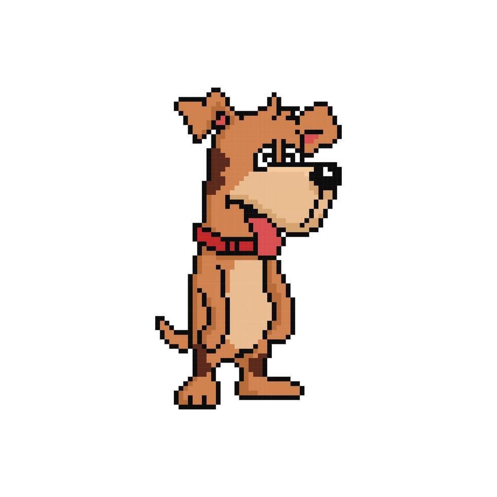 illustration of a lethargic cartoon dog - design pixelation vector