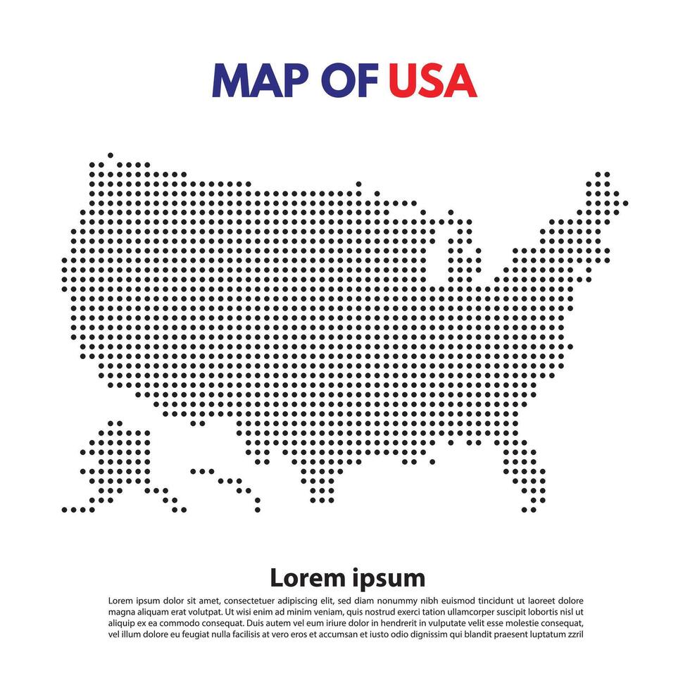 United State America USA Map Island Dotted Style Flat Design Editable . Suitable for Content Element or background modern vector