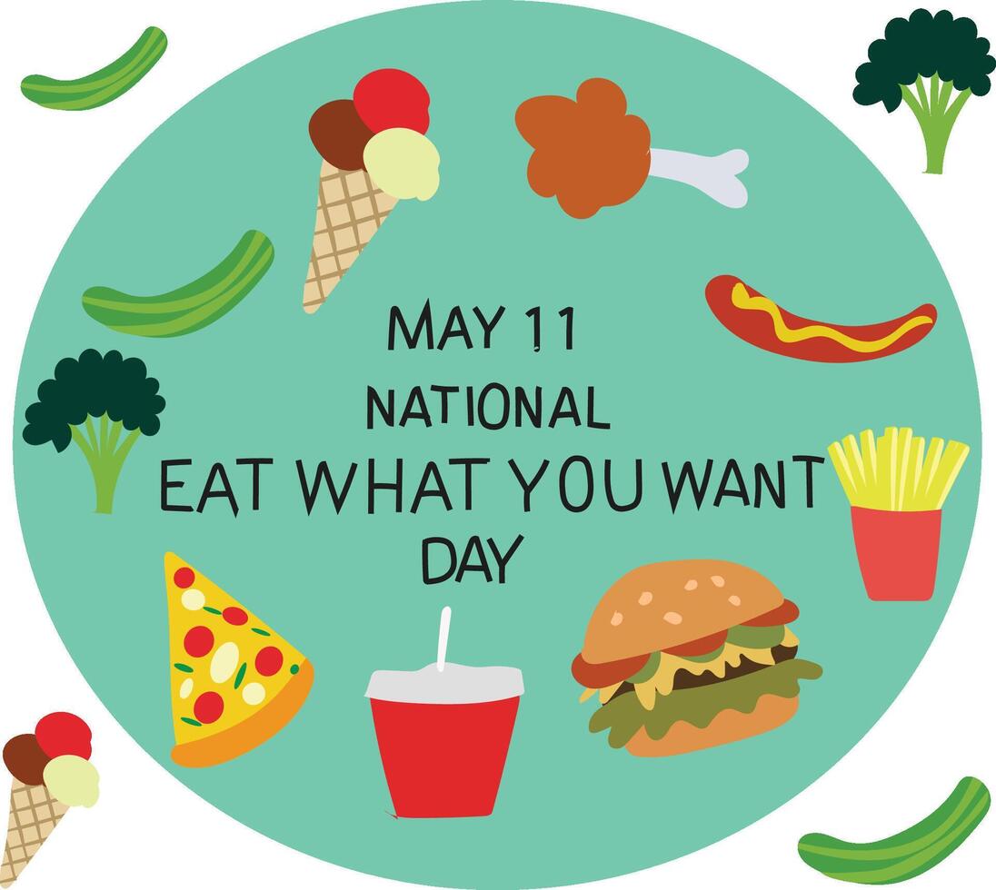 national eat what you want day illustration vector