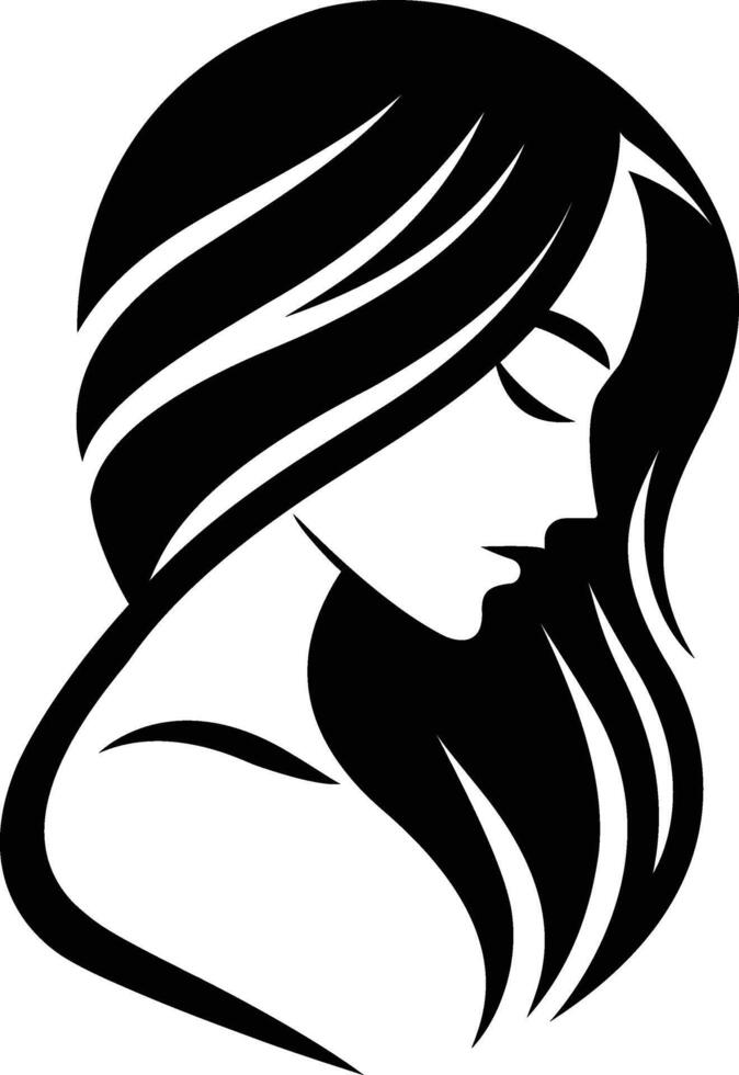 A Black And White Illustration Of A Woman vector