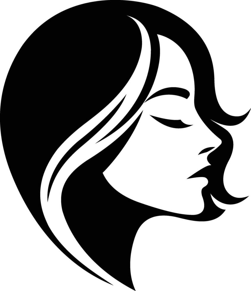 A Black And White Illustration Of A Woman vector