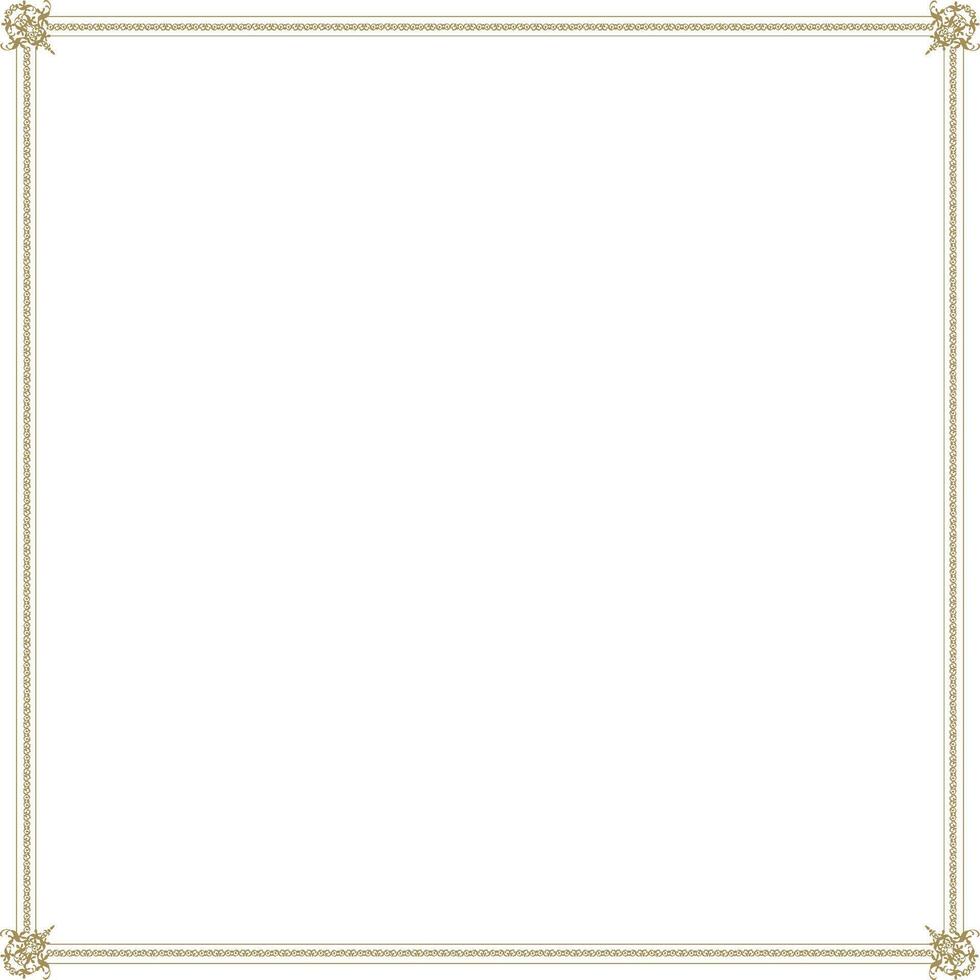 a gold and white picture frame with a gold border. vector