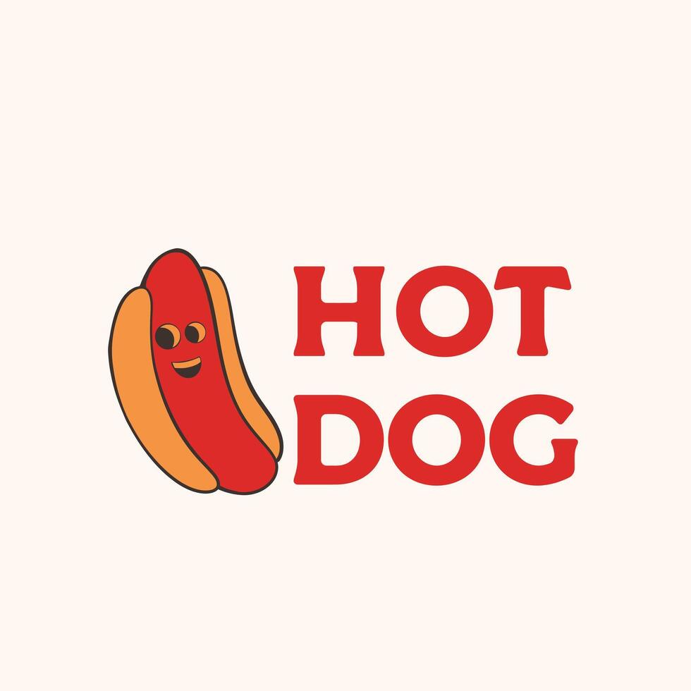 Cartoon hot dog logo design with mascot, suitable for your business vector