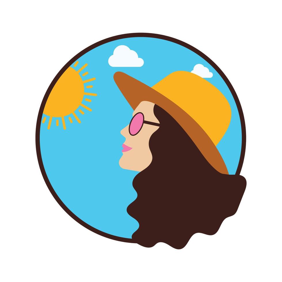 linda sonriente mujer a un soleado día. ilustración. vector