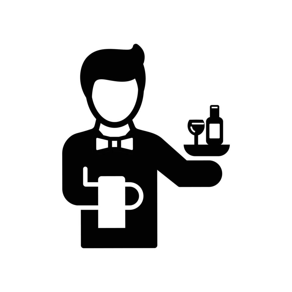 Simple black waiter icon. vector