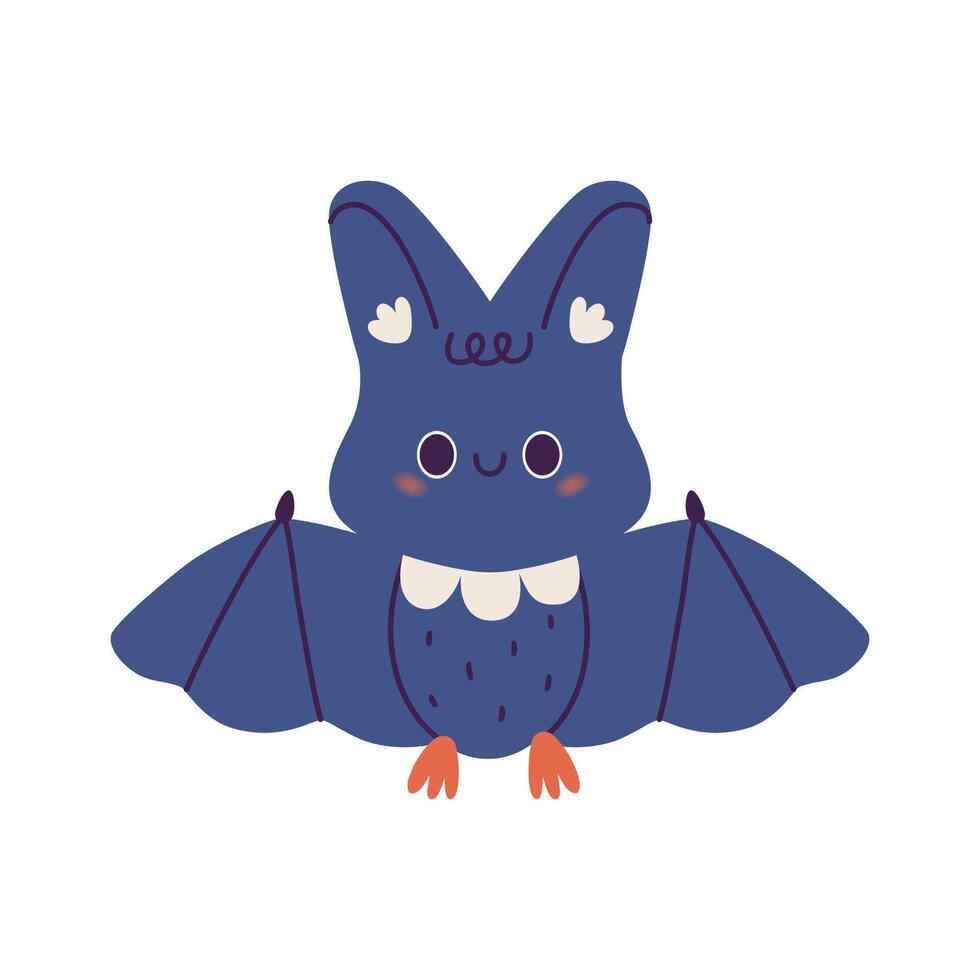 Cute bat in kawaii style. flat illustration. vector