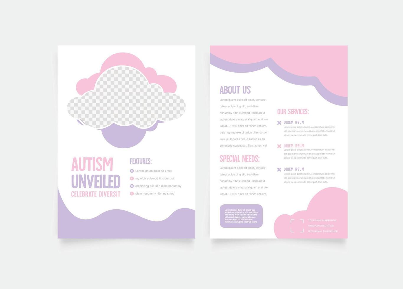 Autism double flyer template. Morden, Creative and professional flyer design. Simple and minimalist promotion layout illustration. vector