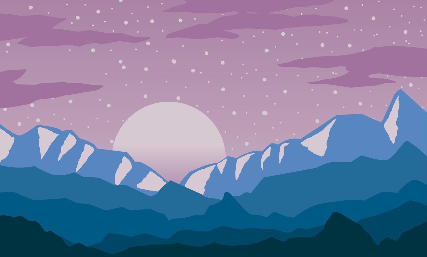 paisaje japonés noche cielo Luna montaña antecedentes ilustración vector