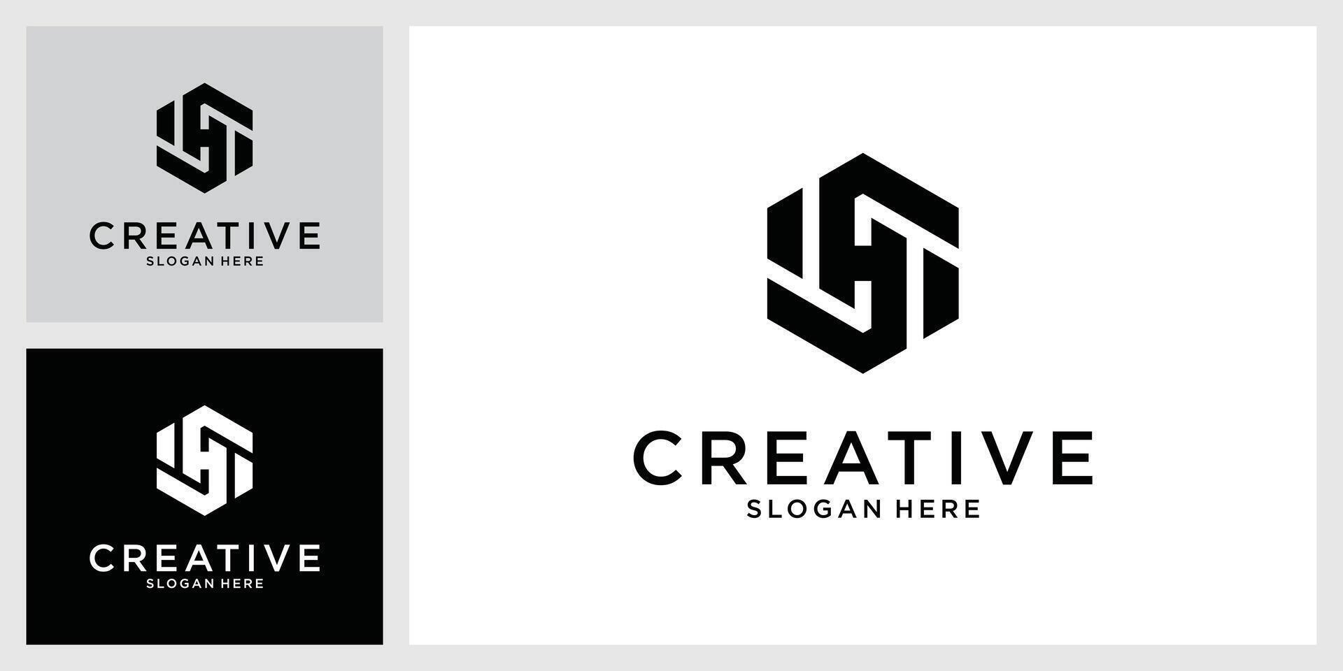 SH or HS Initial letter logo design monogram vector