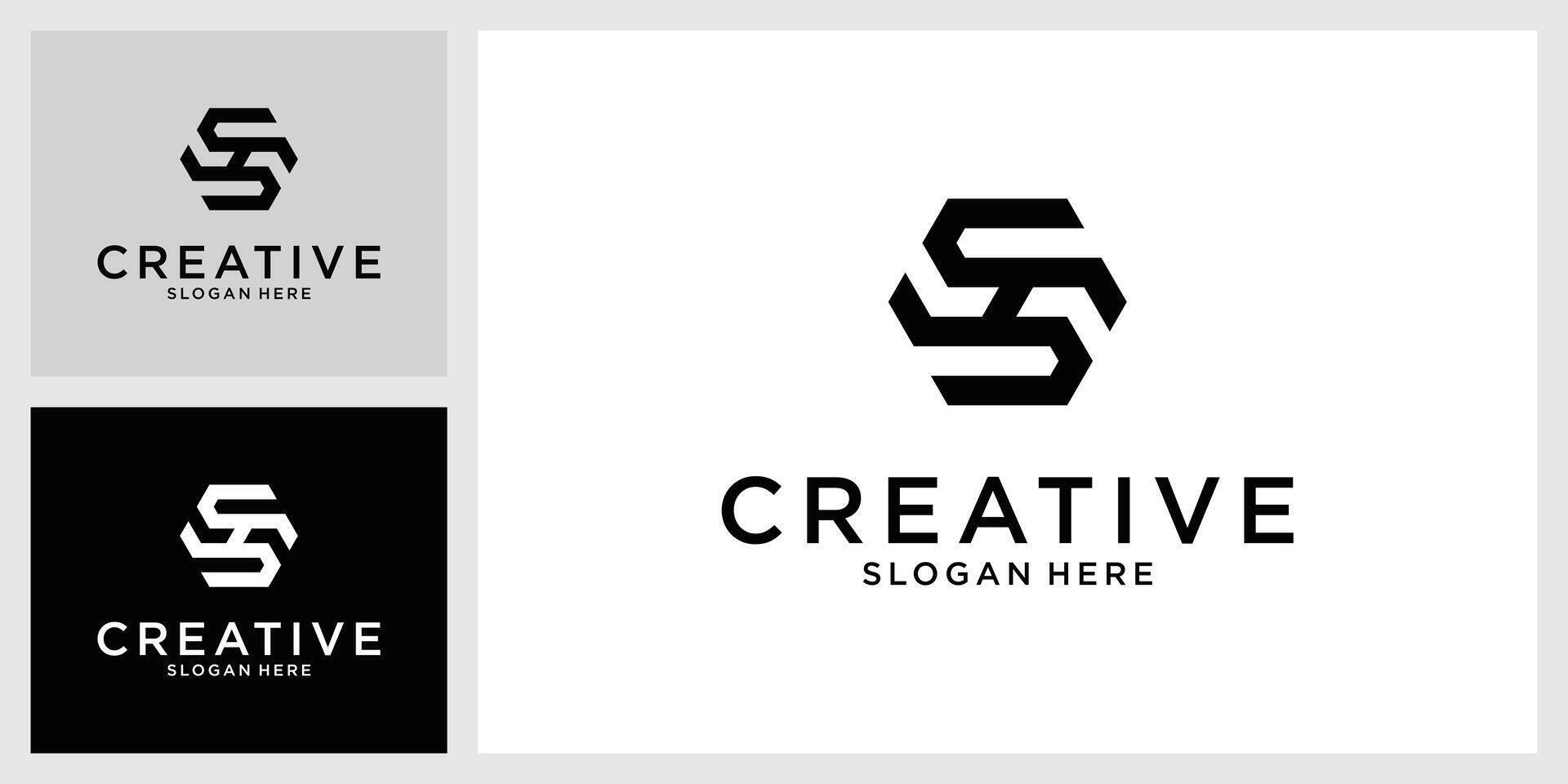 SH or HS Initial letter logo design monogram vector
