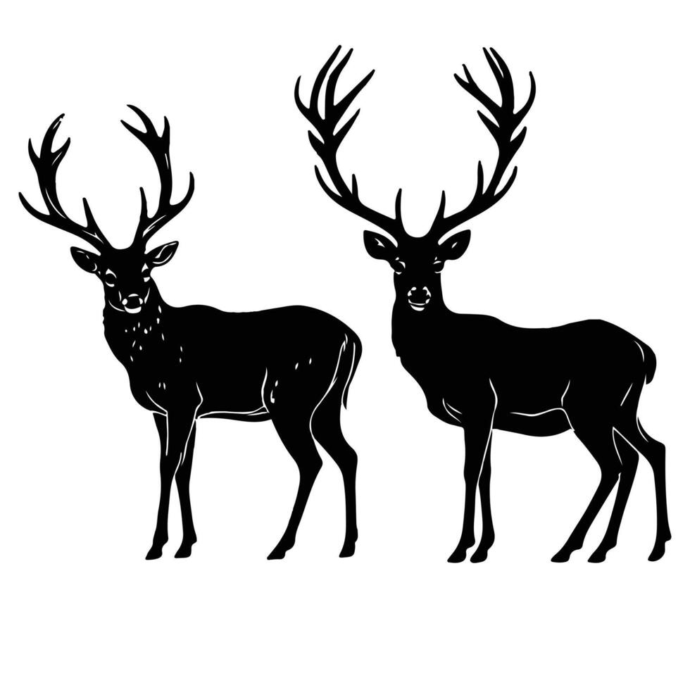 Free deer hand drawn animals silhouette illustration vector