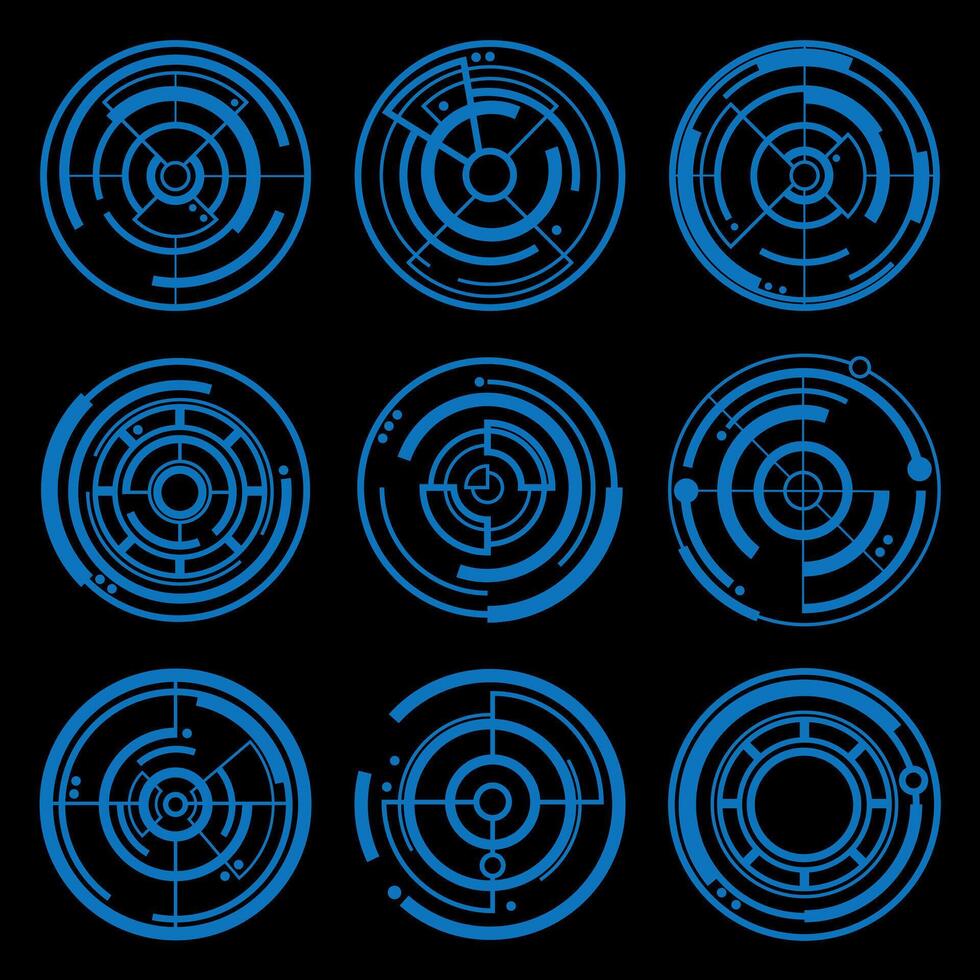 Creative illustration of crosshairs icon set isolated on transparent background. vector
