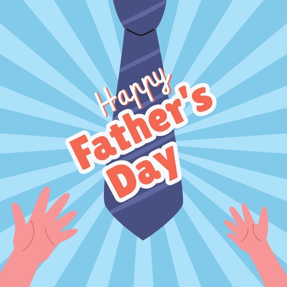 poster happy father's day greeting card with hands reaching for the tie vector