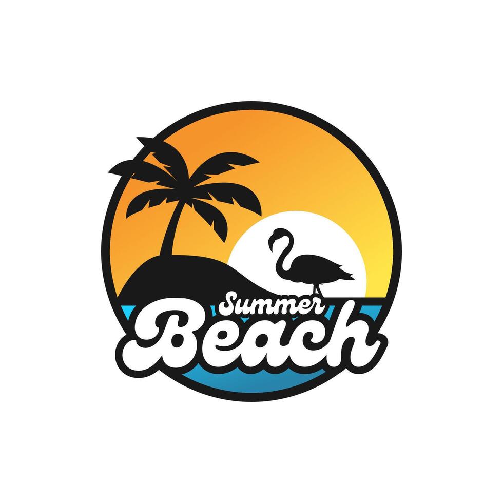 Summer Beach Retro Logo Template vector