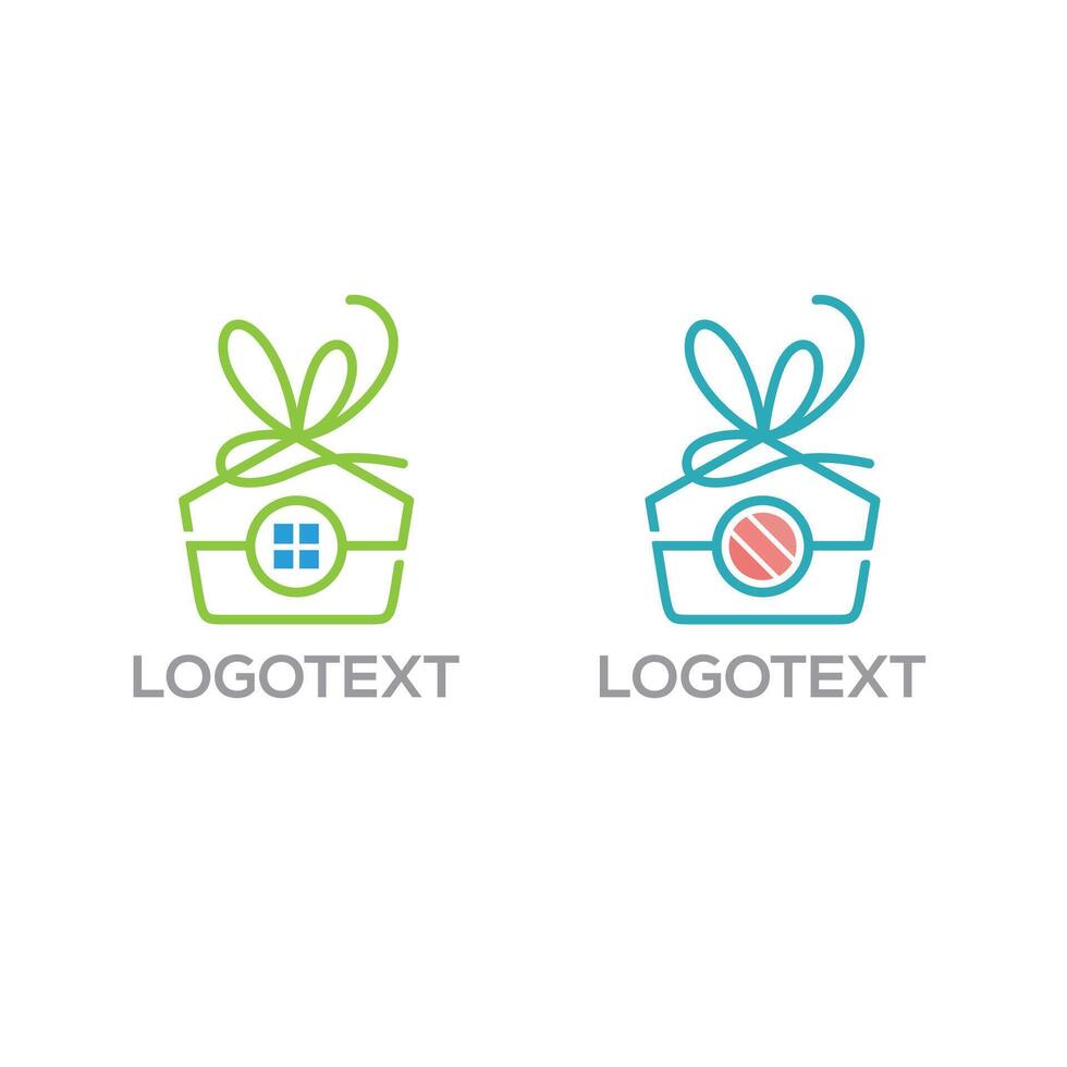 Gift House logo icon design vector