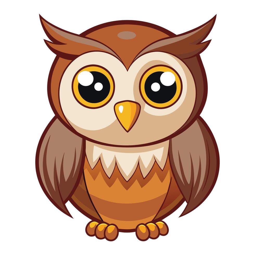 Illustration of Cartoon Cute Owl on White vector