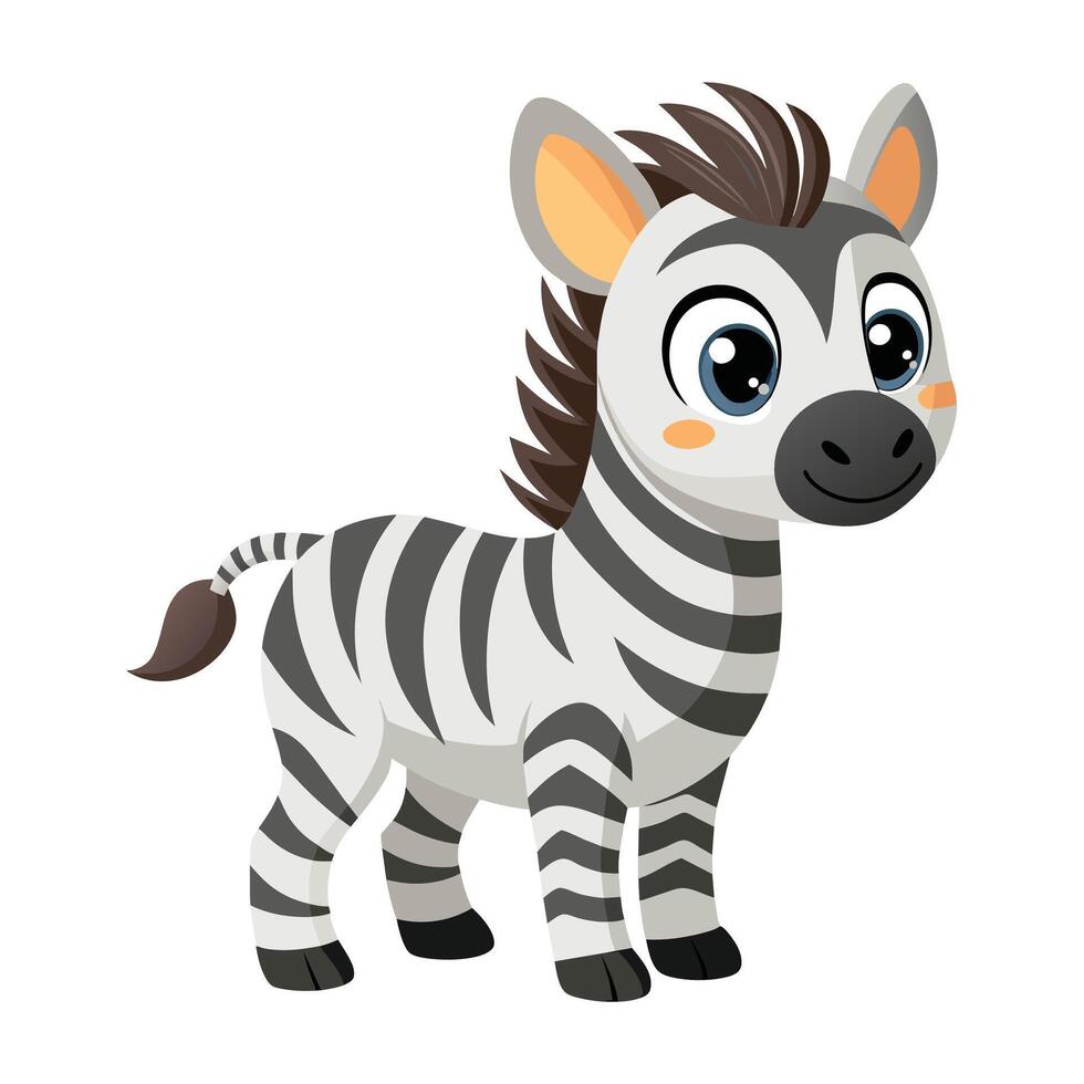 Illustration of Cartoon Cute Zebra on White vector