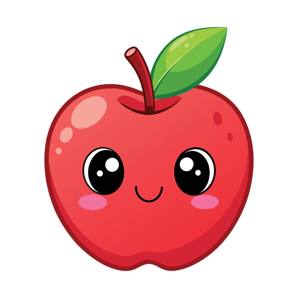 ilustración de linda dibujos animados manzana en blanco vector