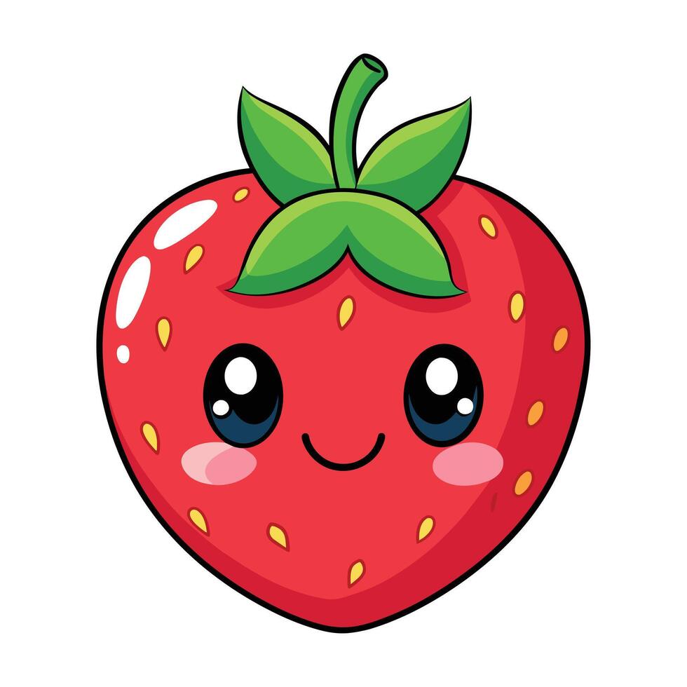 Illustration of Cute Cartoon Strawberry on White vector