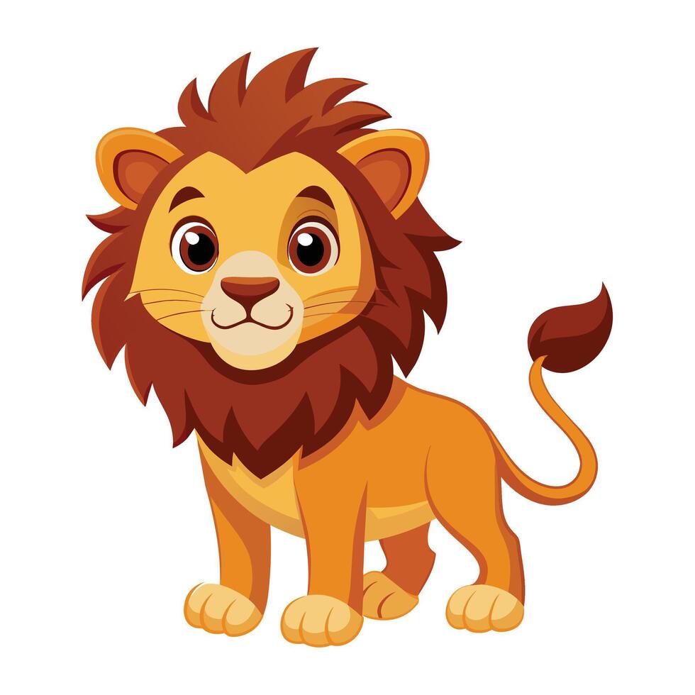 ilustración de dibujos animados linda león en blanco vector