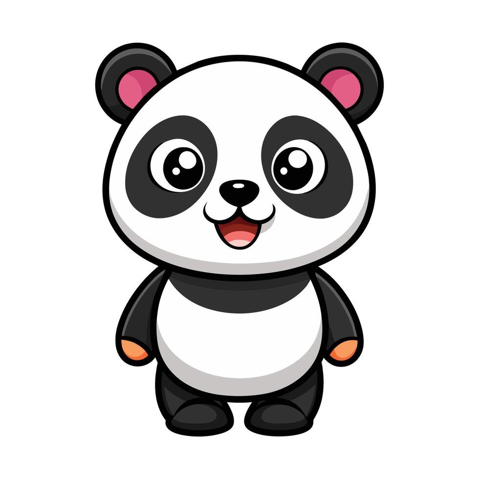 ilustración de dibujos animados linda panda en blanco vector