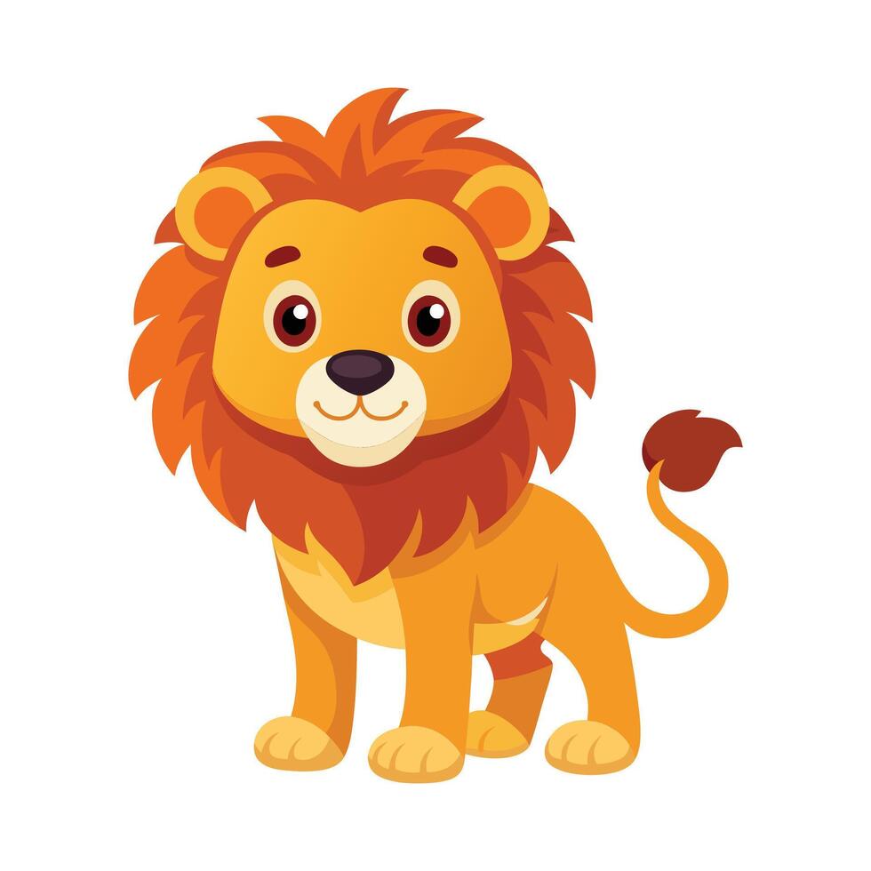 ilustración de linda león en blanco vector