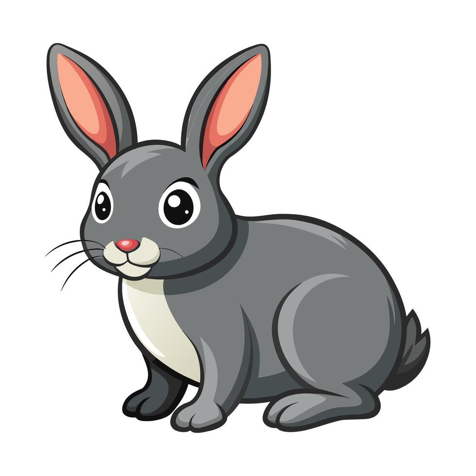 Illustration of Grey Rabbit on White vector